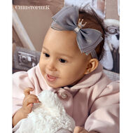 Opaska szara z ozdobną Kokardą i złotą koroną kod.7212 - 2