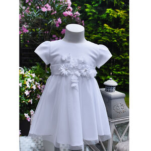 Sukienka  biała z tiulu kr.rekaw kod 6390