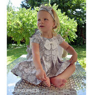 Sukienka Koronkowa Kod.5461 Szaro-Kremowa - 3