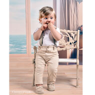 Komplet Chłopięcy beżowy Kod.6673 z szelkami - 2