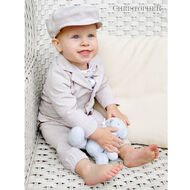 Garnitur chłopięcy Spodnie JOGGERY JASNY BEŻ W KRATKĘ KOD.6864 - 2