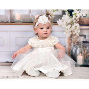 Sukienka Płatki kr.rękaw Kremowa kod.5454