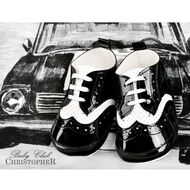 Buciki chłopięce wiązane w dziurki Kod.6383/312 czarno-białe lakierki - 2