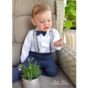 Szelki Dziecięce kod.6833 Szare z granatową Ramką