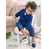 Sweter  Pleciony granatowy  Kod.5539 - 2
