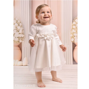 Sukienka kremowa Tiulowa z długim rękawem Kod.6413