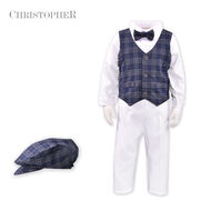 Komplet chłopięcy z koszulo-body z białymi spodniami KOD.7021 - 2