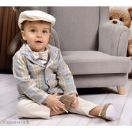 Garnitur chłopięcy z koszulo-body w Błękitną kratę i beżową kamizelką KOD.1975 - 2