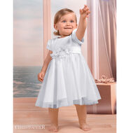 Sukienka  biała z tiulu kr.rekaw kod 6390 - 2