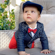 Marynarka KOD.5388 w krateczkę ganatowo-szarą - 4