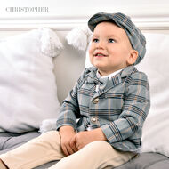 Garnitur chłopięcy z koszulo-body z beżowymi spodniami KOD.7106 - 5