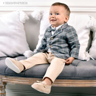 Garnitur chłopięcy z koszulo-body z beżowymi spodniami KOD.7106 - 2