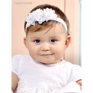 Opaska biała z trzema kwiatami kod.7229 - 2