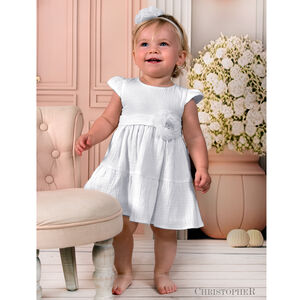 Sukienka z Muślinu z krótkim rękawem biała Kod. 7304