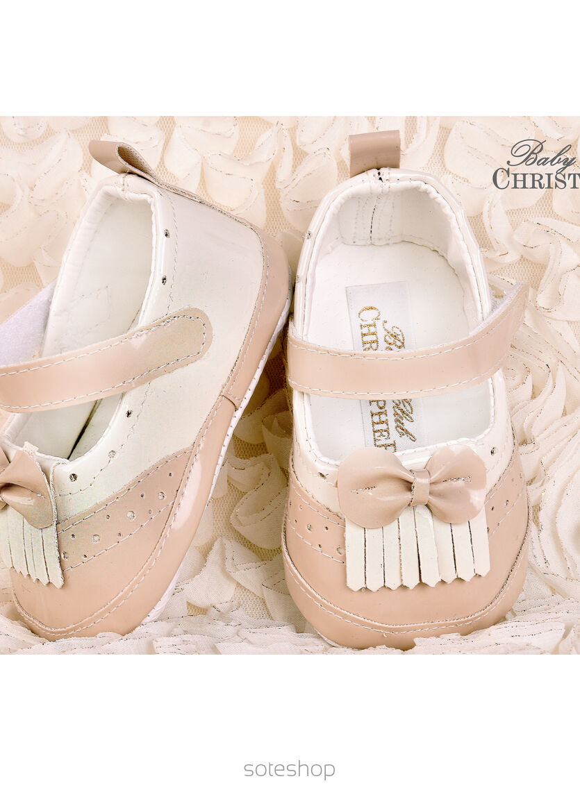 Baletka lakierkowa Frędzelki 6369/309 kremowo-beżowa