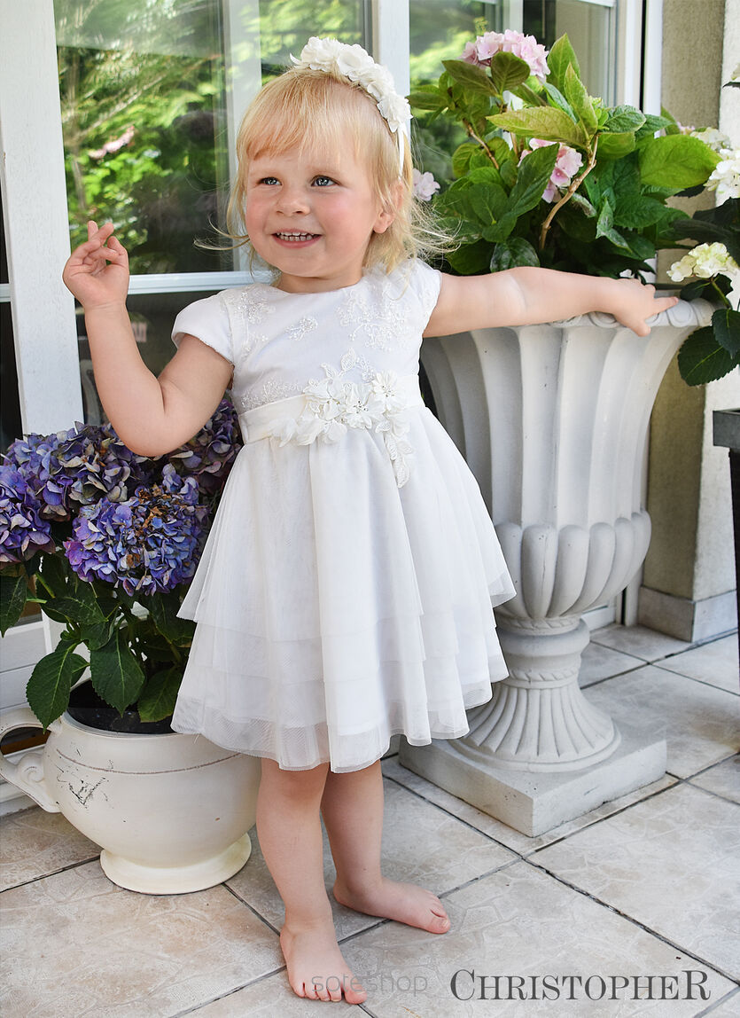 Sukienka kremowa z mięciutkim tiulem Kod.6765