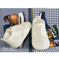 Buciki chłopięce wiązane w dziurki Kod.6383/2 kremowe lakierki - 2