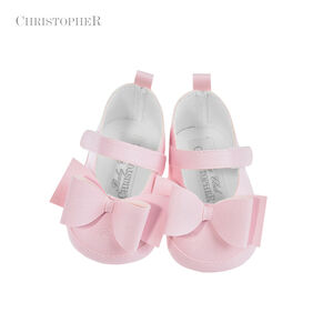 Baletka Skórzana Różówa z Kokardą  Kod.7069/5